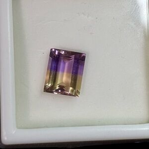 3.11CT Loose Ametrine Gemstone 10x8mm Emerald Cut Purple Yellow Bi-Color Quartz